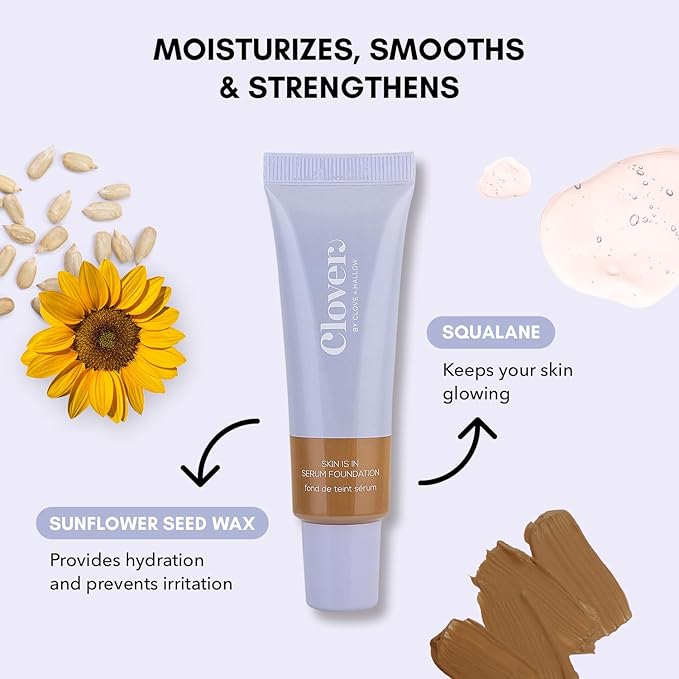 Clover Skin Is In Serum Foundation | Hydrating Face Serum, Lightweight Foundation, Cruelty-Free & Vegan | With Squalane And Sunflower Seed Wax | 30 ml - Shade 09 (Medium-Dark)-VivaGrace Women