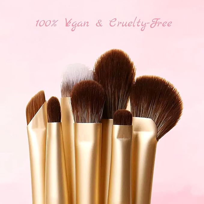 Eyeshadow Makeup Brushes Set with Case 7 PCS Soft Synthetic Hairs Eye Makeup Brushes for Blending Eyebrow Eyeliner Eyeshadow (White)-VivaGrace Women