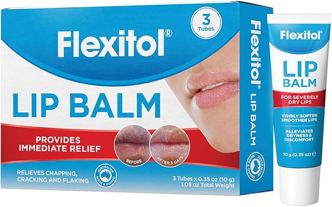 Flexitol Lip Balm, 0.35 Ounce Tube, Cream White, 3 Count (Pack of 1)-VivaGrace Women