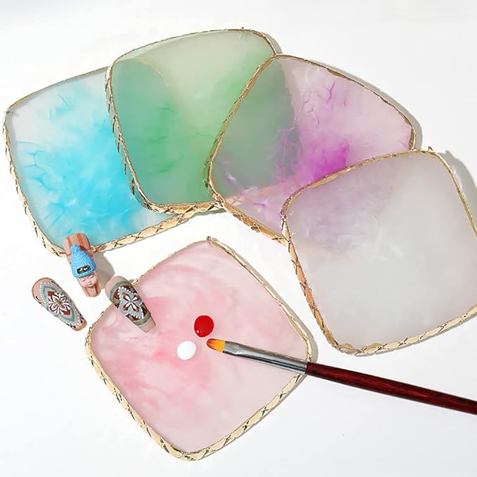 Square Nail Art Palette Painting Makeup Palette Tray Cosmetic Nail Gel Polish Colors Mixing Pallet Pink-VivaGrace Women