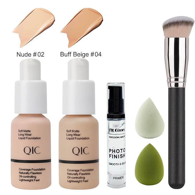 All In One Makeup Kit Full Kit,12 Colors Eyeshadow Palette,6Colors Lipstick Set,2 Full Coverage Foundation, Primer, Eyebrow Soap,Waterproof Eyeliner and Mascara (102 Nude+104 Buff Beige+Matte Shadow)-VivaGrace Women