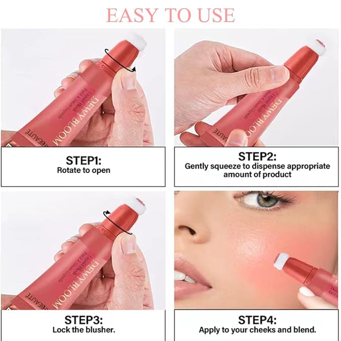 Cream Blush Wand, Milk Liquid Blush Contour Wand with Cushion Applicator, Smooth Natural Blush Makeup Stick for Cheek Lip Eye, Lightweight, Easily Blendable,101 Ravishing,Nude Pink-VivaGrace Women