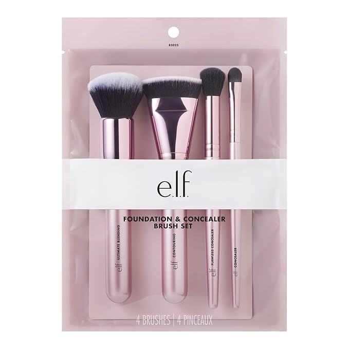 e.l.f. Complexion Perfection Brush Kit, 4-Piece Makeup Brush Set, Brushes For Foundations & Concealers, Vegan & Cruelty-Free-VivaGrace Women