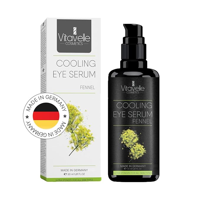 Eye Serum Under Eye Cream for Dark Circles and Puffiness – Cooling, Hydrating Under Eye Serum with Pure Fennel Extract – Eye Cream Anti Aging to Moisturize & Depuff – Zero Paraben Eye Gel by Vitavelle-VivaGrace Women