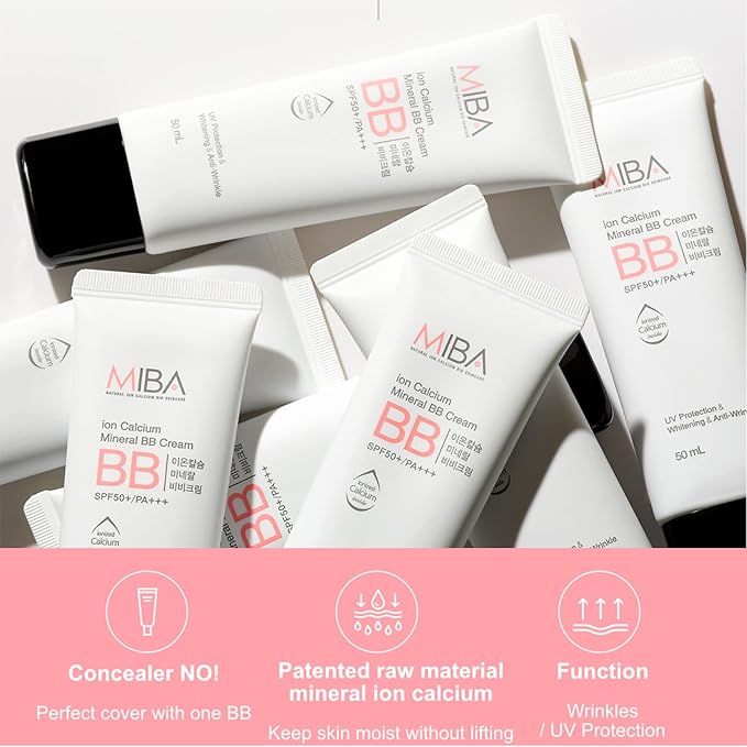 MIBA Ion Calcium Mineral BB Cream 50ml / 1.69 fl.oz Patent raw material mineral ion calcium. Thin but overwhelming coverage. Long lasting power. Excluding chemicals as much as possible-VivaGrace Women