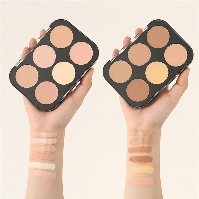 Corlo Contour Palette Concealer Correct, 6 Colors Cream Concealer Full Coverage Foundation Palette for Dark Circles Makeup (Medium)-VivaGrace Women