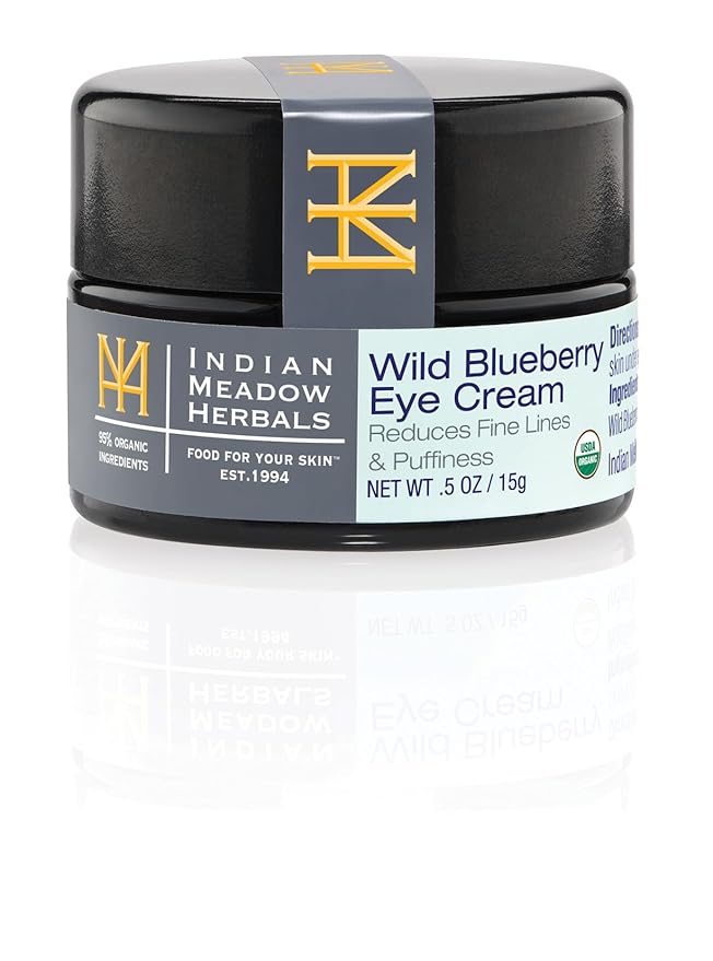 Indian Meadow Herbals Wild Blueberry Eye Cream (.5oz) - Under Eye Cream for Puffy Eyes & Fine Lines – Anti-Aging Eye Care w/Organic Herbs, Oils-VivaGrace Women