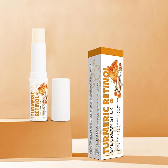 Retinol Eye Cream Anti Aging, Turmeric moisturizer Eye Balm Stick Hydrating Retinol Eye Cream Stick for Dark Circles and Puffiness Fine Lines 5g-VivaGrace Women