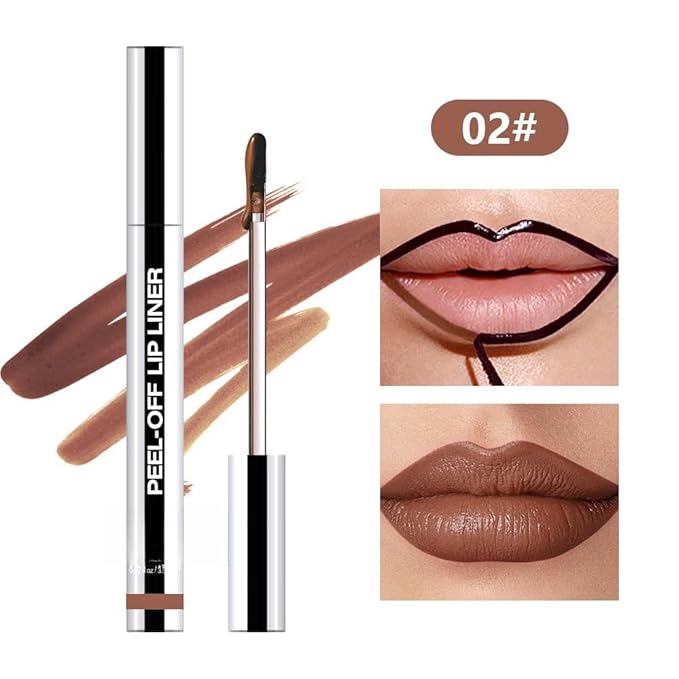 Longwear Peel-off Lip Stain Marker Peel Off with Vitamin E - Smudge-Resistant Lip Liner & Base for All Skin Types (02#)-VivaGrace Women
