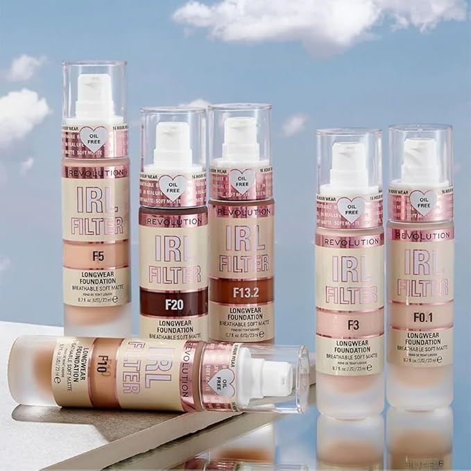 Revolution Beauty, IRL Filter Longwear Foundation, Soft & Breathable Formula, Medium to Full Coverage, Matte Finish, F12, 0.7 Fl. Oz-VivaGrace Women