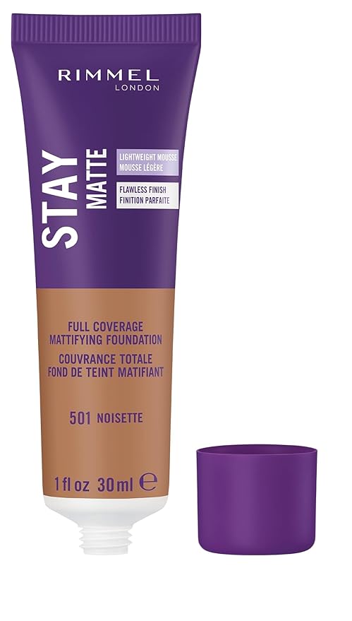 Rimmel London Stay Matte Liquid Mousse - 501 Noisette - Foundation, Lightweight, Shine Control, Oil-Free, 1oz-VivaGrace Women