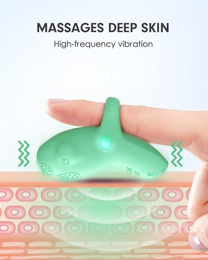 Portable Mini Facial Massage Ball, Waterproof Rechargeable Powerful Multifunctional Eye Face Finger Massager (Green)-VivaGrace Women