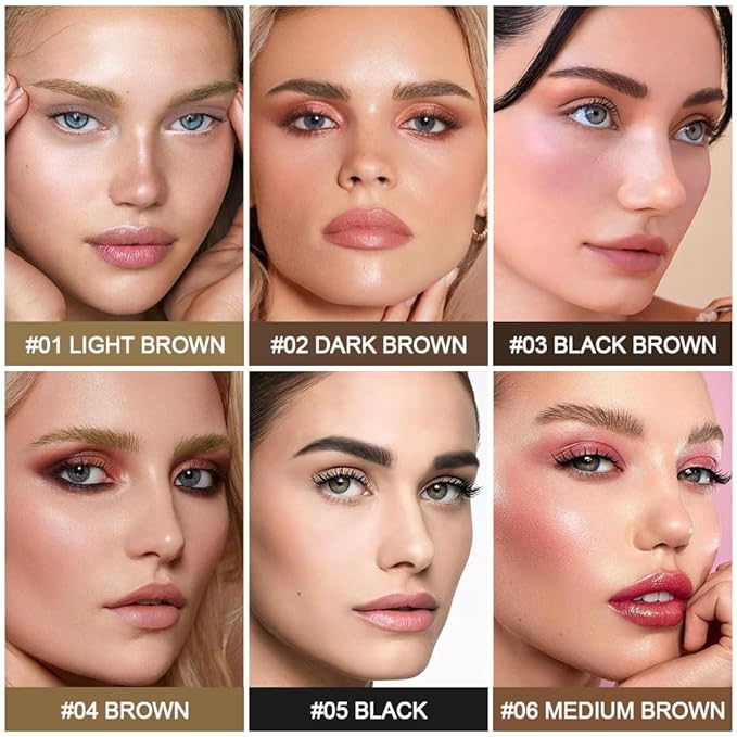 evpct 1Pcs Dark Brown Magic Microblading Eyebrow Contouring Pen Brow Pencil, with 4 Brush Micro-Fork-Tips Precise Applicator, Dual-ended Eyebrow Brush, Hair Like Strokes, Natural Looking Brows-VivaGrace Women