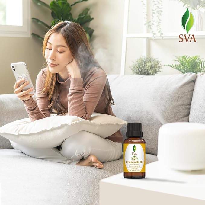SVA Chamomile Essential Oil – 1/3 Fl Oz – 100% Natural Chamomile Oil - for Diffuser, Hair Care, Face, Skin Care, Aromatherapy, Scalp and Body Massage, Soap and Candle Making-VivaGrace Women
