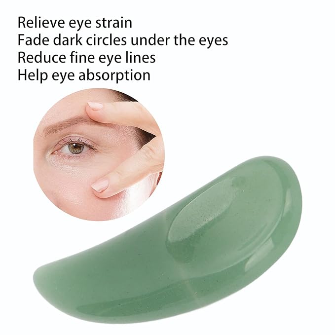 Spatula Scoop, Curved Cosmetic Spatula Scoop Mini Gua Sha Jadestone Curved Makeup Eye Cream Cosmetic Spatula Reduce Puffiness, Bags And Dark Circles Under the Eyes (Green)-VivaGrace Women