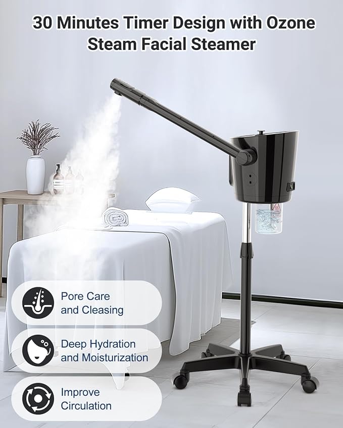 Kingsteam Professional Facial Steamer with Ozone - Ionic Nano Hot Mist Steamer with Large Capacity and 30-Min Timer for Estheticians, Beauty Salons, and Home Skin Care Use-VivaGrace Women