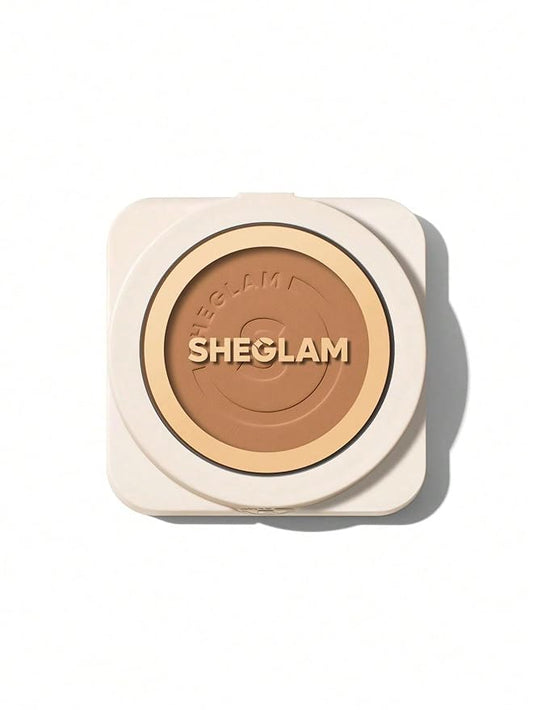 SHEGLAM SKin-Focus Full Coverage Powder Foundation Oil-Control Lightweight Face Pressed Powder Makeup-Warm Vanilla-VivaGrace Women