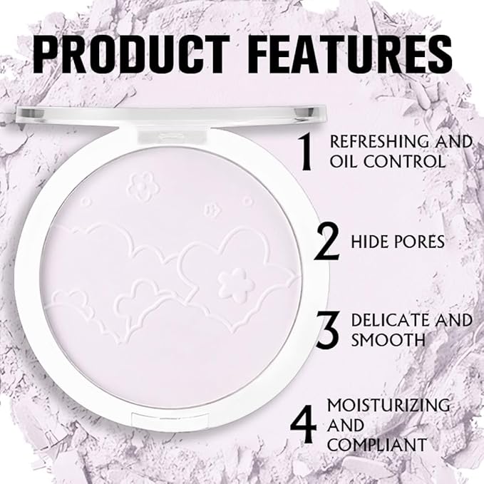 Face Oil Control Pressed Setting Powder-Clarifying Finishing Powder,Waterproof Long Lasting Translucent Powder Setting Powder Makeup,Blurs Fine Lines&Imperfections,Suitable for All-Day Use-VivaGrace Women