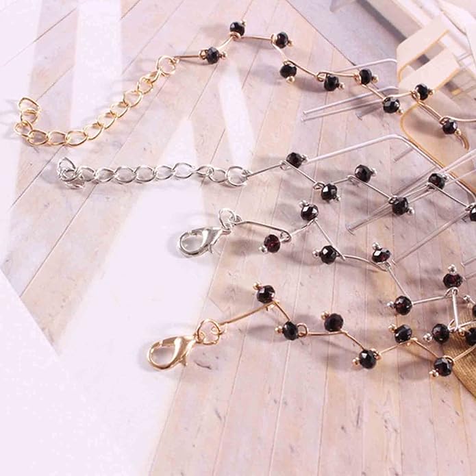Black Crystal Choker Necklace Short Black Beaded Choker Necklace Silver Chain Necklace Minimalist Necklace Jewelry for Women and Girls-VivaGrace Women