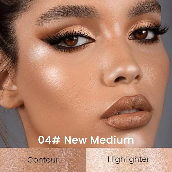 evpct 2in1 Face Shaping & Contouring Stick Cream Contour Concealer Bronzer Stick Makeup Kit for Beginner Face Highlighter Makeup Stick contorno maquillaje de maquillaje profesional,NEW Medium-VivaGrace Women