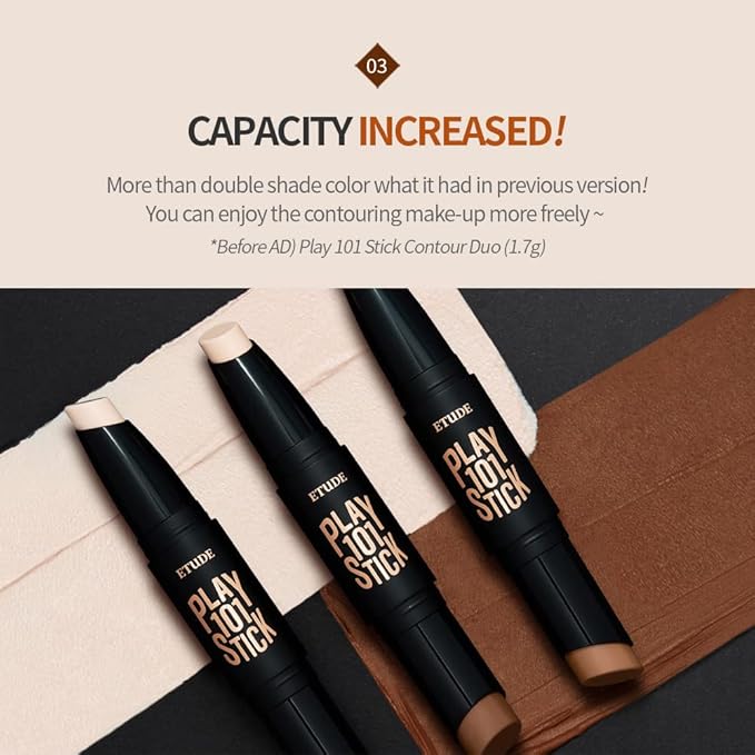 ETUDE Play 101 Stick Contour Duo #2(21AD) | Creamy Shading and Highlighter Duo for Easy Contouring Makeup | Kbeauty-VivaGrace Women