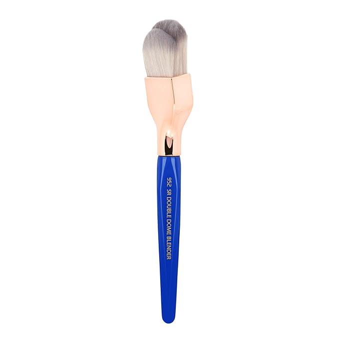 Bdellium Tools Professional Makeup Brush - Golden Triangle 952 Small Rounded Double Dome Blender - With All Vegan and Soft Synthetic Fibers, For Application & Blending (Blue, 1pc)-VivaGrace Women