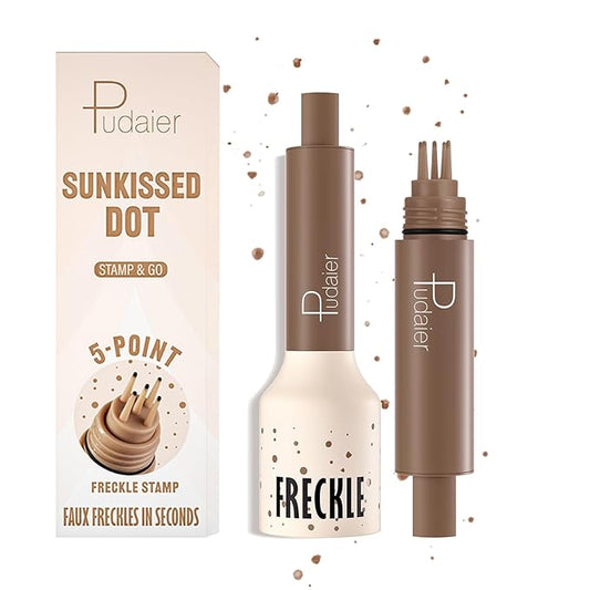 Freckle Stamp Pen, Fake Freckles Stain Marker,5-Dot Faux Liquid Freckle Stamp Cushion for Natural and Lifelike Sunkissed Makeup,Quick Dry Long-Lasting Face Freckle Pencil Tool,04#Caramel-VivaGrace Women