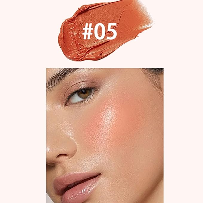 Blush for Cheeks - Buildable Cream Blush, 3-in-1 Blush Stick Makeup for Cheek Lip Eyeshadow Contour, Tint Blush Blam for Mature Skin Women Girl Make Up Gift (Tangy Citrus #5)-VivaGrace Women