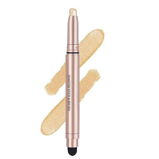 Gold Eyeshadow Stick, Shimmer Cream Single Eyeshadow Pencil, High Pigmented Eye Shadow Brightener Stick, Hypoallergenic Waterproof Long Lasting Highlighter stick Create Multi-Dimensional Eyes Look 02#-VivaGrace Women