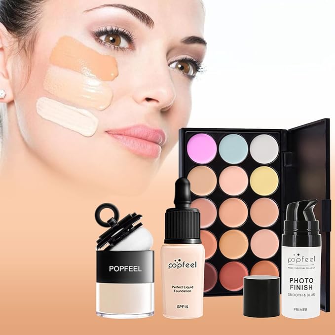 All-in-one Holiday Makeup Gift Set | Full Makeup Kit for Women Essential Starter Bundle Include Eyeshadow Palette Lipstick Blush Cream Concealer Face Powder Eyeliner Mascara Lipgloss Brush-VivaGrace Women