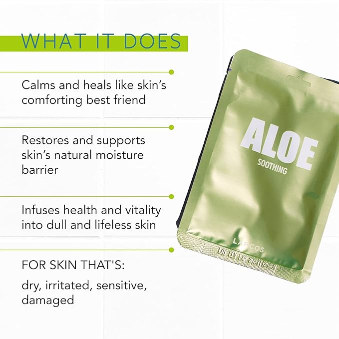 LAPCOS Aloe Sheet Mask, Daily Face Mask with Cucumber and Aloe Gel to Calm and Moisturize Skin, Korean Beauty Favorite, 5-Pack-VivaGrace Women