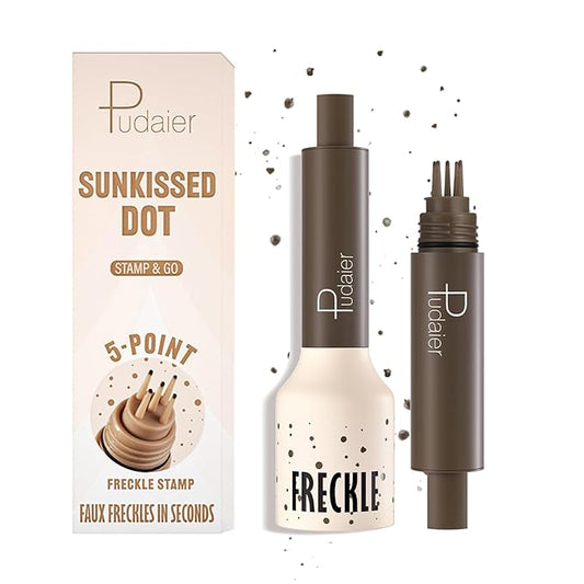 Freckle Stamp Pen, Fake Freckles Stain Marker,5-Dot Faux Liquid Freckle Stamp Cushion for Natural and Lifelike Sunkissed Makeup,Quick Dry Long-Lasting Face Freckle Pencil Tool,01#Ash Chestnut-VivaGrace Women