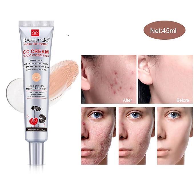 Color Correcting CC Cream with SPF 25,Full-Coverage Foundation,Hydrating Serum,Refine Skin Texture, Avoid Sun Damage (Dark, 45 ml)-VivaGrace Women