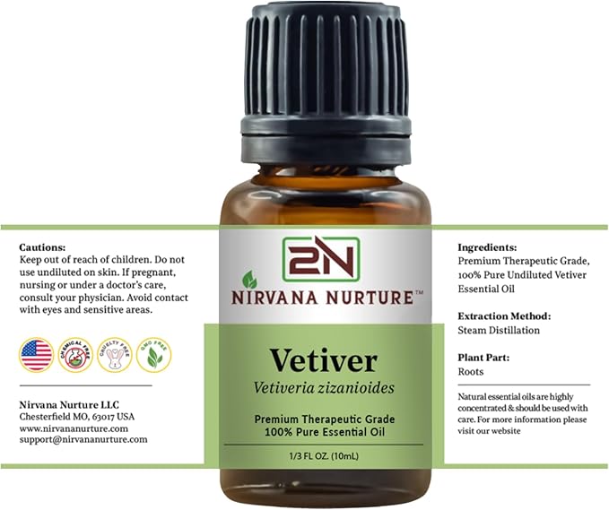 Vetiver Essential Oil 100% Pure Premium Therapeutic Grade, Undiluted - Aromatherapy Diffuser for Calm and Relaxation, Skin Care, Hair Care-VivaGrace Women