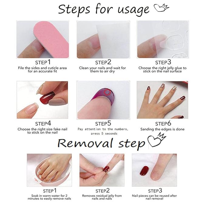 Long Press On Nails - Nude Square Clear Acrylic False Nails - 24PCS French Full Cover Bling Rhinestone Butterfly Design