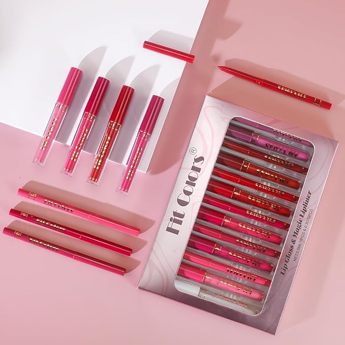 6 Colors Liquid Lipstick + Lip Liner Pen Makeup Set, Super Stay Matte Finish Lip Stain and Define Lip Liner Pencil Gift Set for Women, Longwear, Waterproof, 1PC Lip Glow Oil Include-VivaGrace Women