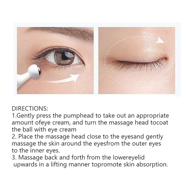 Snail Peptide Eye Cream Non-Sticky Snail Mucin Eye Care Hydrating Essence with 360° Massage Ball for Reducing Dark Circles/Puffiness/Fine Lines, Moisturizing, Firming, Adding Skin Elasticity-VivaGrace Women