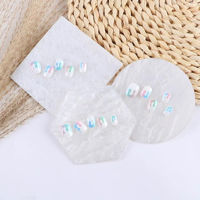 3 Pieces Resin Nail Art Palette, Nail Art Painting Gel Palette Makeup Display Board Nail Art Display Board-VivaGrace Women