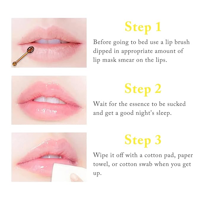 2PCS Honey Lip Balm, Exfoliating Honey Pot Lip Balm Sleeping Lip Mask with Brush, Hydrating & Prevention Dry and Cracked, Lip Scrubs Exfoliator & Moisturizer-VivaGrace Women