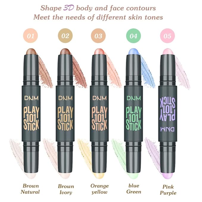 5Pcs Cream Contour Sticks Makeup Kit,Primer Face Makeup Highlighter Stick Contouring Makeup Kit for Beginners,Highlight and Contour Kit,Cream Concealer Makeup Blur Stick-VivaGrace Women