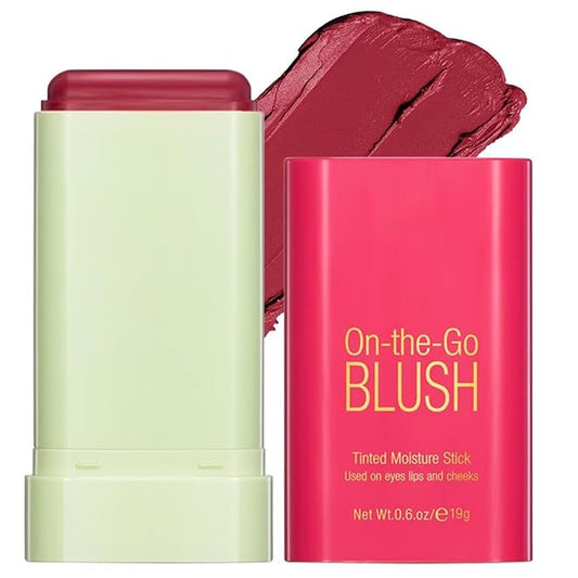 Multi-Use Makeup Blush Stick, Cream Face Blush Makeup Stick for Cheeks Eyes Lips, Super Natural Matte Finish Looking Long-Lasting Moisturizing Blush Stick, Suitable for All Skin (2#, Hot Red)-VivaGrace Women