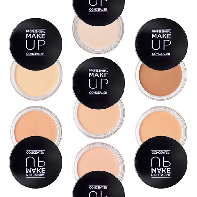 Pot Concealer with Makeup Brush Set,Tattoo Color Correcting Concealer,Full Face Color Correcting Conceal Foundation,Under Eye Concealer Brightener Dark Eye Ring corrector de ojeras (07-DEEP)-VivaGrace Women