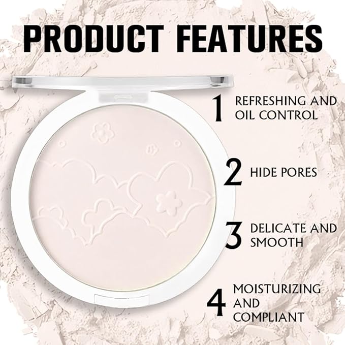 Face Oil Control Pressed Setting Powder-Clarifying Finishing Powder,Waterproof Long Lasting Setting Powder Makeup,Blurs Fine Lines&Imperfections,Translucent Powder Setting Powder with Powder Puff-VivaGrace Women