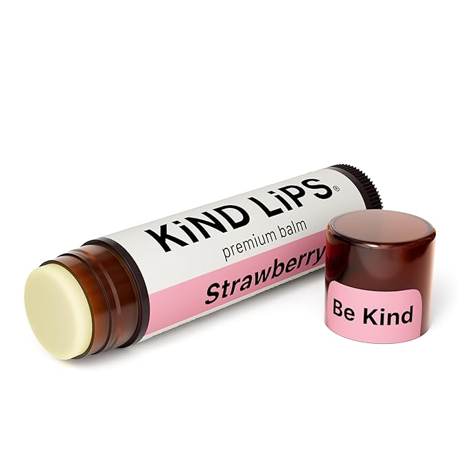 Kind Lips Lip Balm - Nourishing & Moisturizing Lip Care for Dry Lips with Shea Butter, Beeswax & Vitamin E | Strawberry Flavor | 0.15 Oz (Single Tube)-VivaGrace Women