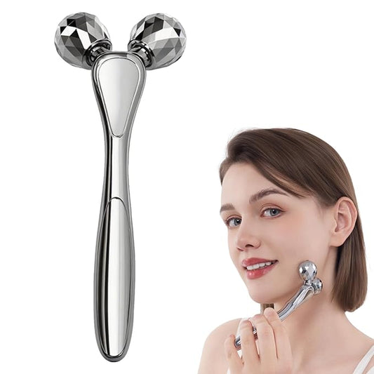 Metal Facial Roller Massager, 3D Cooling Face Massage Tool for Reduce Puffiness, Remove Eye Wrinkles, Face Lifting, Increase Firmness, Anti-Aging, Skin Tightening-VivaGrace Women