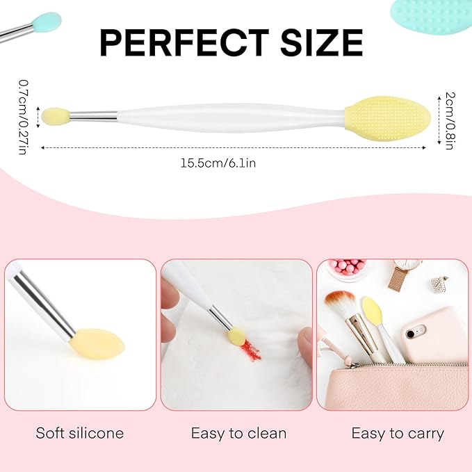 Unaone Lip Scrub Brush - 3 PCS Dual-ended Lip Scrubber Exfoliator and Silicone Lip Brush, 3-in-1 Silicone Lip Scrub Tool Lip Mask Applicator, Gentle Exfoliator & Applicator for Soft-VivaGrace Women