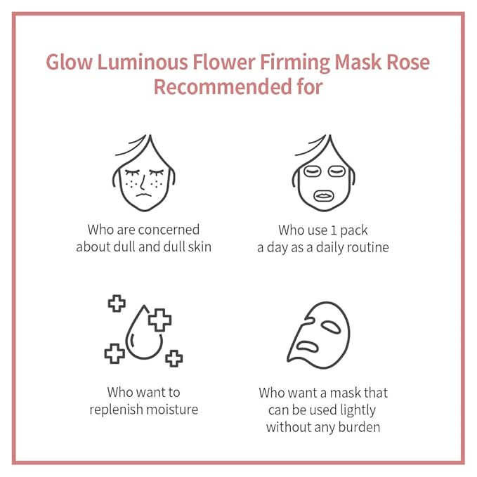 JMsolution Glow Luminous Flower Firming Mask | Rosewater & 4 Flower Extracts for Hydration, Firming & Radiance | 10 Sheets | Korean Skincare Sheet Mask for All Skin Types-VivaGrace Women