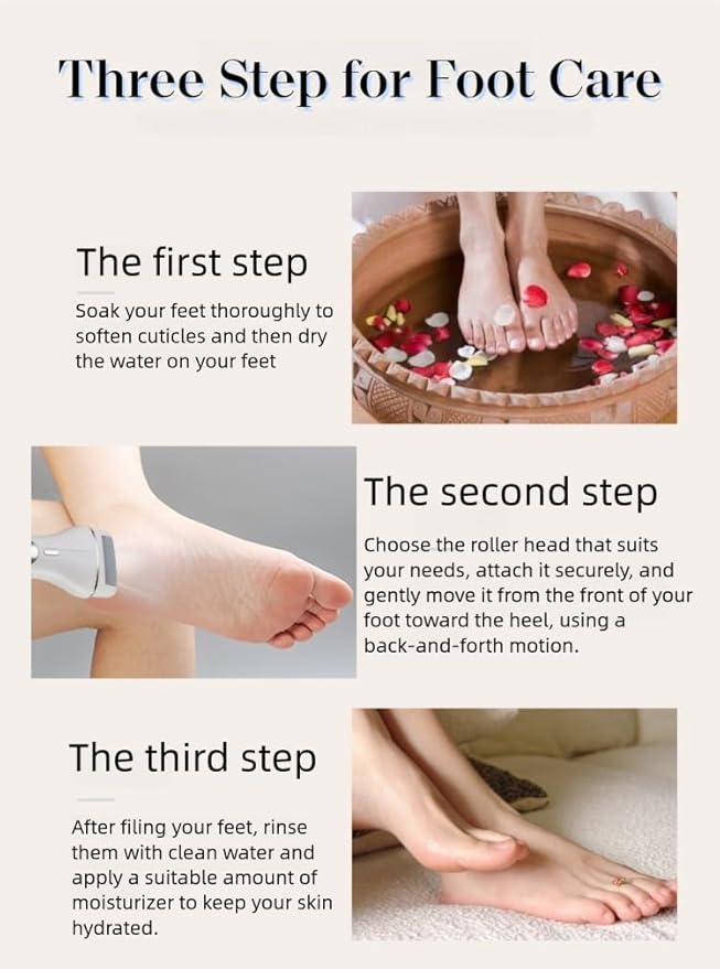 Electric Foot Callus Remover, Portable Electric Foot File with 15 in 1 Professional Pedicure Kits,Rechargeable Pedicure Tools for Foot Care, Waterproof Remover Cracked Feet & Dead Skin, Gift (White)-VivaGrace Women