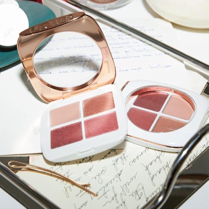 FLOWER Beauty Petal Play Eyeshadow Palette- Travel-Size + Everyday Use - Four Neutral Shades + Perfect For On-The-Go - Matte + Shimmer - Cruelty-Free + Vegan (Gilded Lily)-VivaGrace Women
