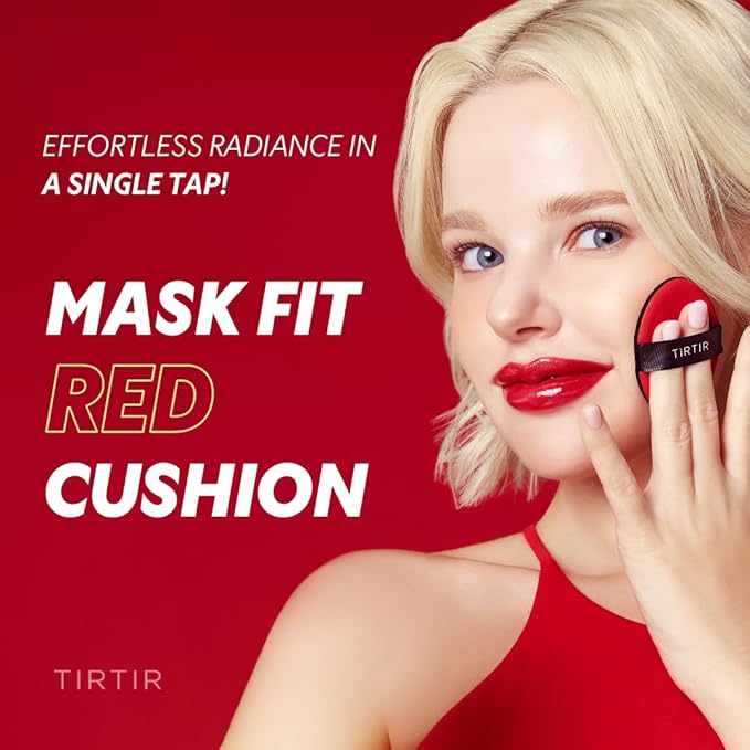 TIRTIR Mask Fit Red Cushion Foundation | Full coverage, Weightless, Skin fit, Satin Glow Finish, Korean Makeup BB Foundation, beauty, Tattoo cover up, Buildable (#13N Fair Ivory, 0.63 Fl Oz)-VivaGrace Women